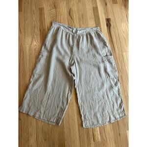 FLAX Urban Crop Pants 1G Crop Pants Gray Wide Leg Summer Drawstring Womens